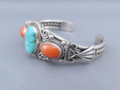 Multi-stone Sterling Silver Bracelet featuring Coral
