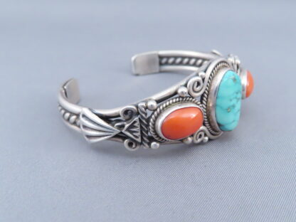 Multi-stone Sterling Silver Bracelet featuring Coral