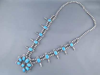 Squash Blossom Necklace with Sleeping Beauty Turquoise