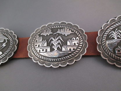 Sterling Silver Concho Belt with beautiful detail by Bruce Morgan