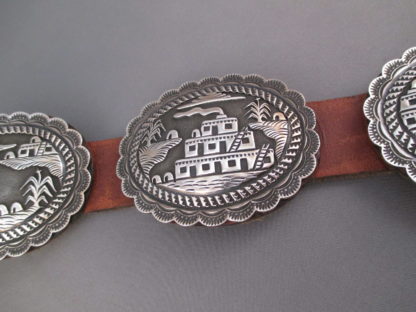 Sterling Silver Concho Belt with beautiful detail by Bruce Morgan