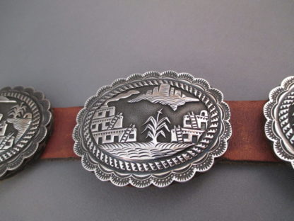 Sterling Silver Concho Belt with beautiful detail by Bruce Morgan