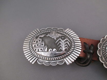 Sterling Silver Concho Belt with beautiful detail by Bruce Morgan