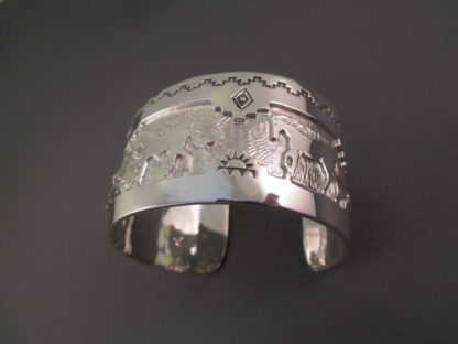 Sterling Silver Cuff Bracelet with Horses by Fortune Huntinghorse