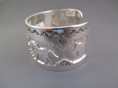 Sterling Silver Cuff Bracelet with Horses by Fortune Huntinghorse
