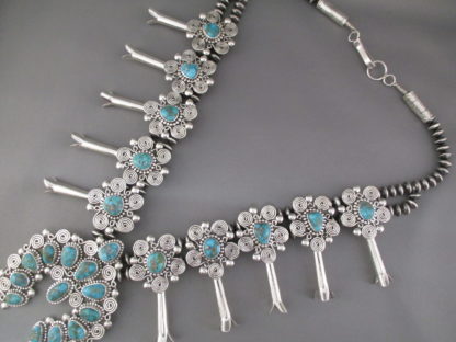 Turquoise Mountain Turquoise Squash Blossom Necklace