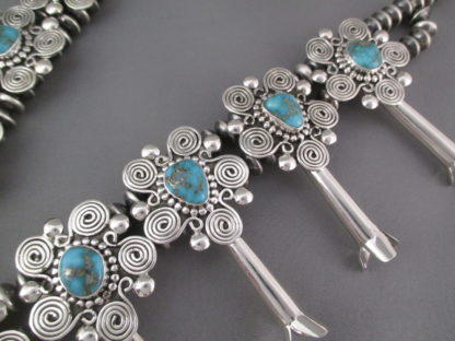 Turquoise Mountain Turquoise Squash Blossom Necklace