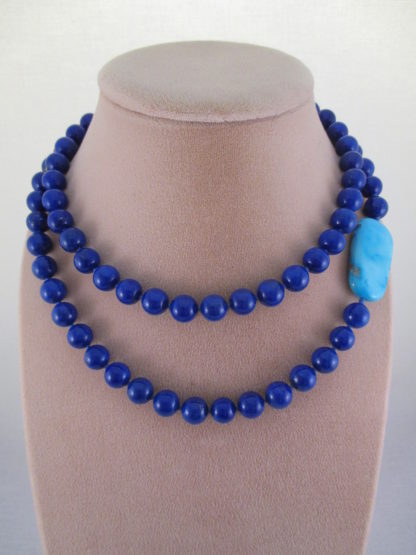 Lapis Necklace with Turquoise Accent