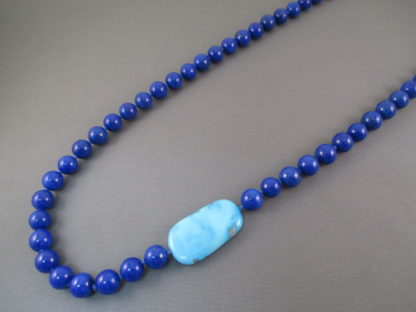 Lapis Necklace with Turquoise Accent