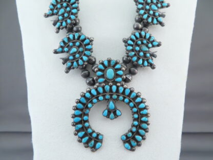 Antique (1930’s) Turquoise Squash Blossom Necklace