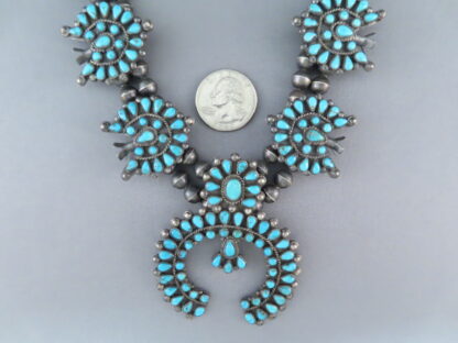 Antique (1930’s) Turquoise Squash Blossom Necklace