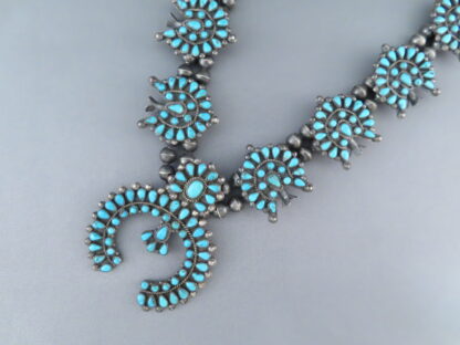 Antique (1930’s) Turquoise Squash Blossom Necklace