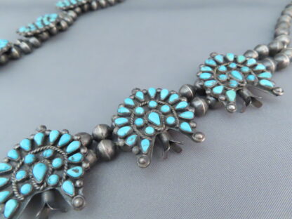 Antique (1930’s) Turquoise Squash Blossom Necklace