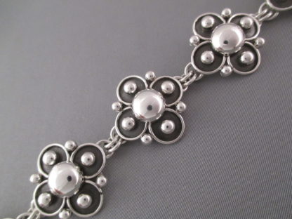 Artie Yellowhorse Sterling Silver Link Bracelet (Wide)