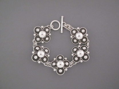 Artie Yellowhorse Sterling Silver Link Bracelet (Wide)