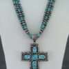 Kingman Turquoise & Sterling Silver Cross Pendant Necklace