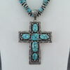 Kingman Turquoise & Sterling Silver Cross Pendant Necklace
