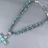 Kingman Turquoise & Sterling Silver Cross Pendant Necklace