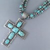 Kingman Turquoise & Sterling Silver Cross Pendant Necklace