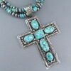 Kingman Turquoise & Sterling Silver Cross Pendant Necklace