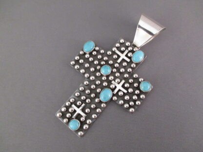 Cross Pendant with Sleeping Beauty Turquoise by Ronnie Willie