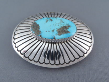 Silver & Turquoise Belt Buckle by Gene Jackson