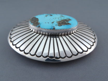 Silver & Turquoise Belt Buckle by Gene Jackson