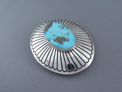 Silver & Turquoise Belt Buckle by Gene Jackson
