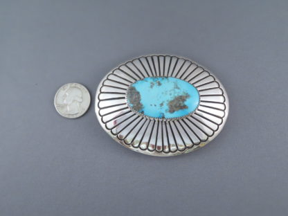 Silver & Turquoise Belt Buckle by Gene Jackson