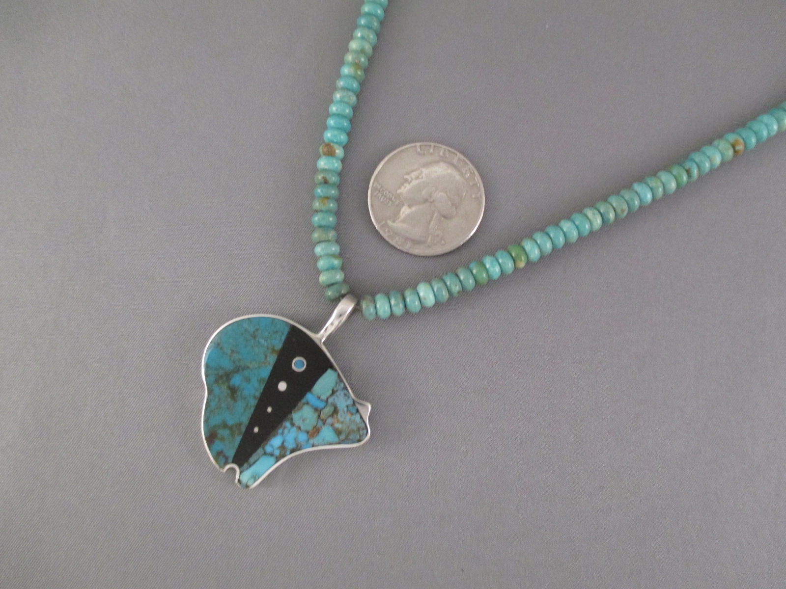 Turquoise Necklace with BEAR Pendant