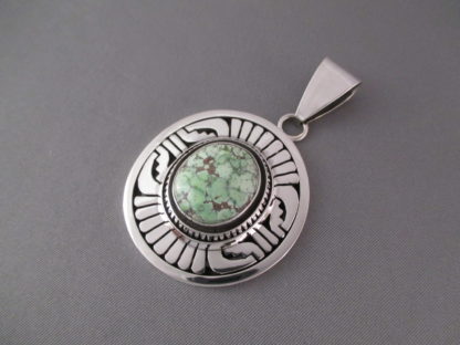 Leonard Nez Sterling Silver & Carico Lake Turquoise Pendant
