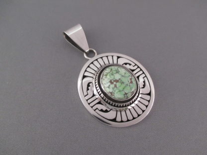 Leonard Nez Sterling Silver & Carico Lake Turquoise Pendant