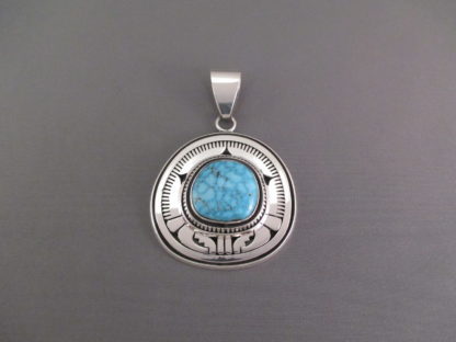 Leonard Nez Sterling Silver & Kingman Turquoise Pendant