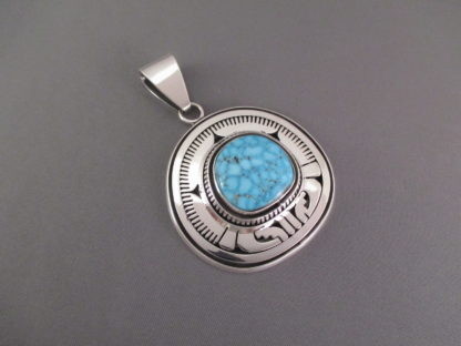 Leonard Nez Sterling Silver & Kingman Turquoise Pendant