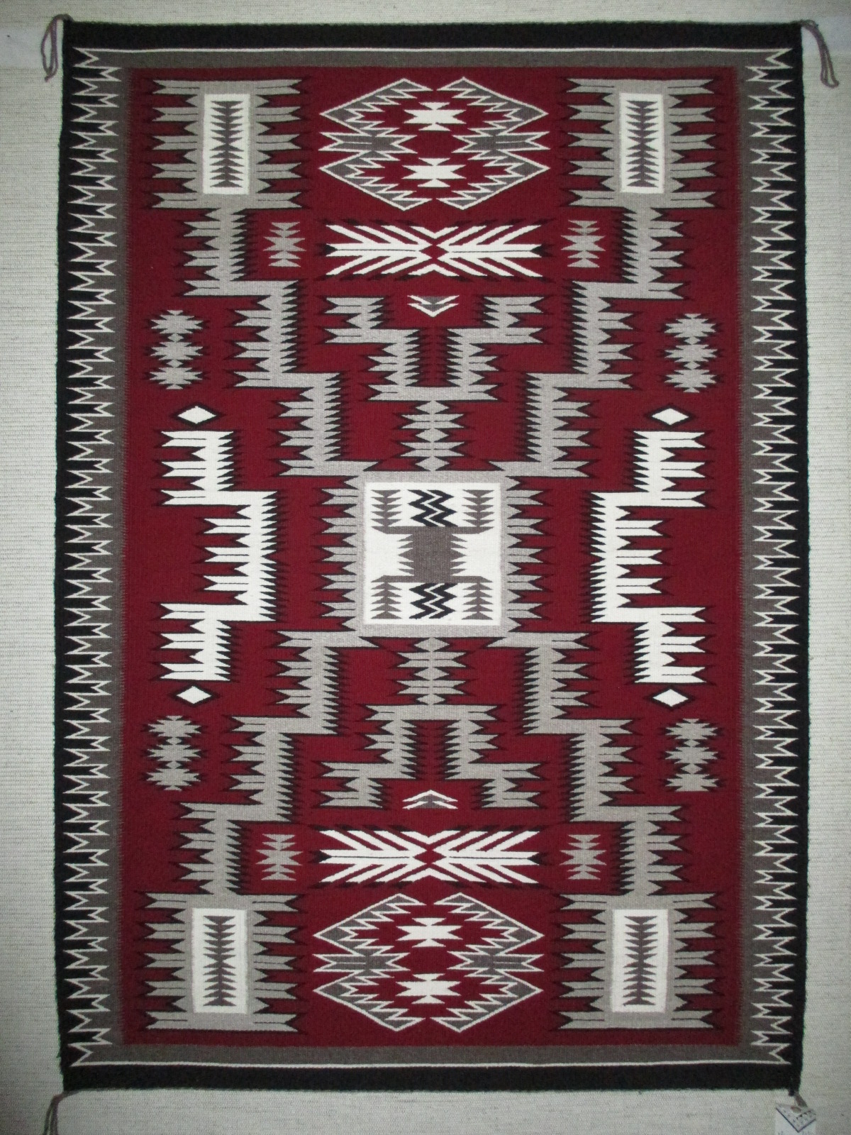 Storm Pattern Rug by Navajo weaving artist, Marylin Jim. Great colors. Very detailed medium size Navajo Rug.