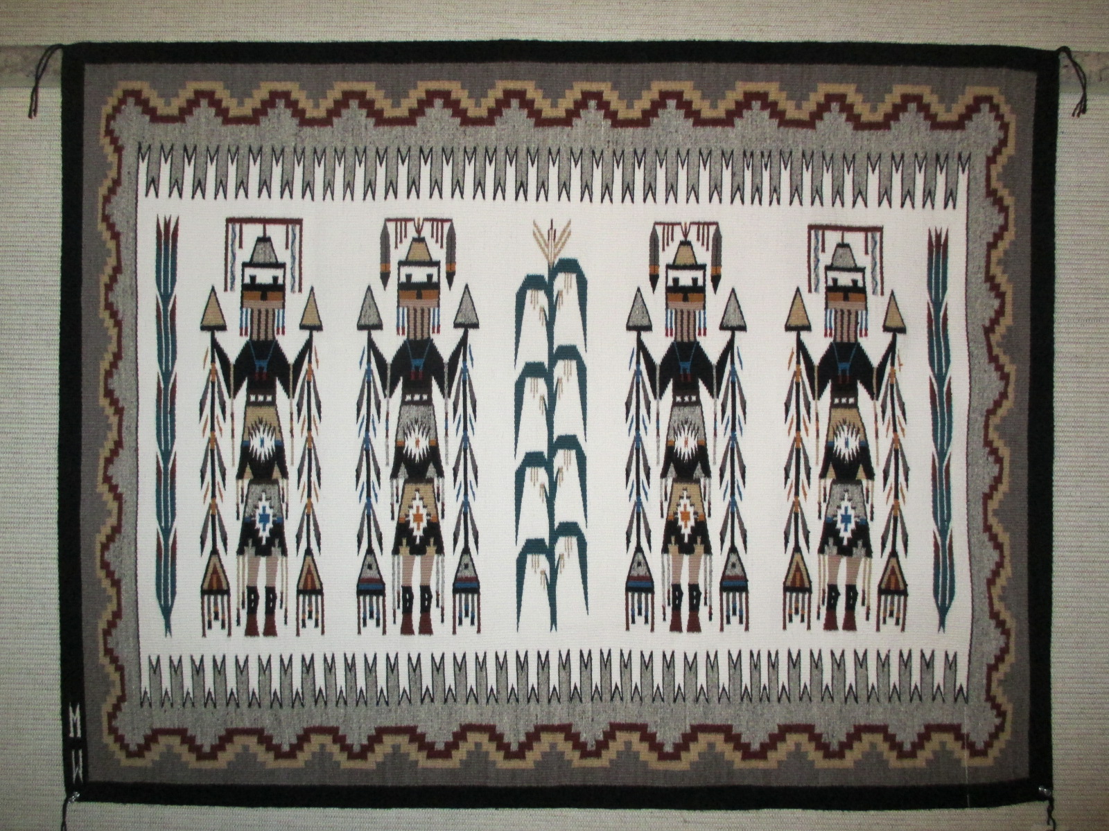 RU3117 Navajo Rug - Yei Weaving by Navajo artist, Marietta White p