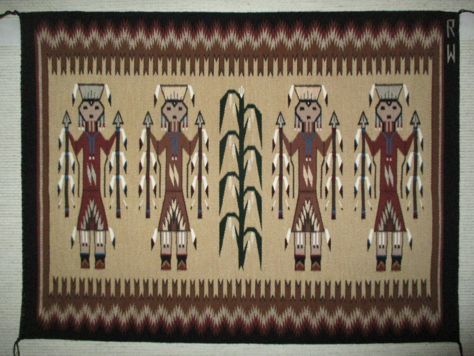 Ruby White Yei Weaving – Smaller Size Navajo Rug