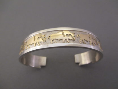 Robert Taylor Silver & Gold ‘Bison’ Bracelet with Turquoise Eyes