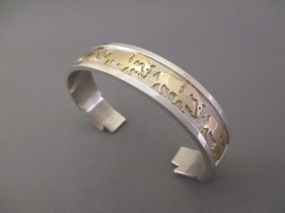Robert Taylor Silver & Gold ‘Bison’ Bracelet with Turquoise Eyes