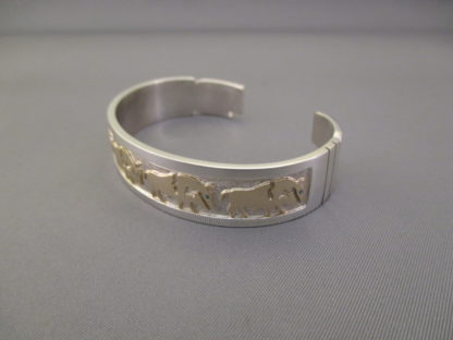 Robert Taylor Silver & Gold ‘Bison’ Bracelet with Turquoise Eyes