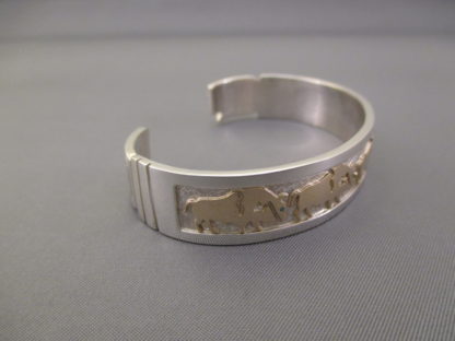 Robert Taylor Silver & Gold ‘Bison’ Bracelet with Turquoise Eyes