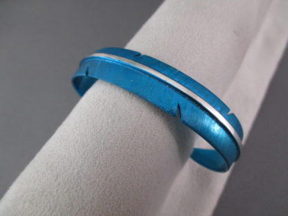 Blue Silver ‘Feather’ Bracelet by Michael Kirk