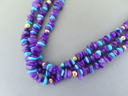 Sugilite Necklace with Gold & Turquoise Accents