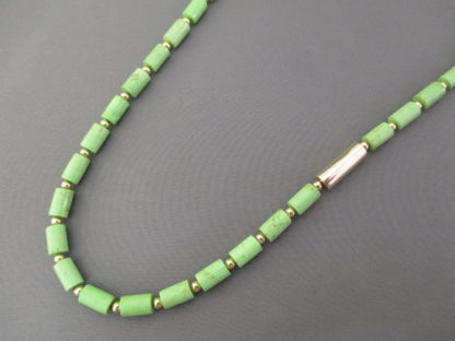 Gaspeite and 14kt Gold Necklace