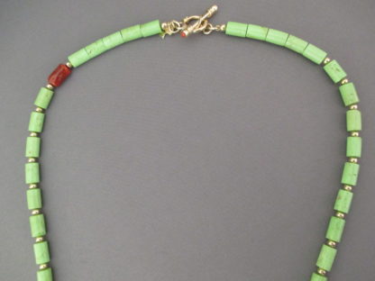Gaspeite and 14kt Gold Necklace