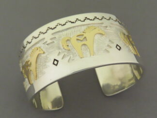 Buy Horse Bracelet - Silver & Gold HORSE Bracelet Cuff by Native American jewelry artist, Dina Huntinghorse FOR SALE $1,275-