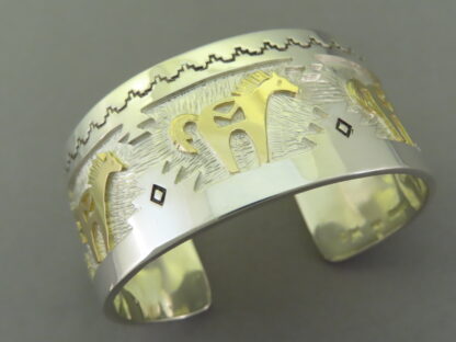 Gold & Silver ‘Horse’ Cuff Bracelet by Dina Huntinghorse