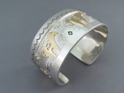 Gold & Silver ‘Horse’ Cuff Bracelet by Dina Huntinghorse