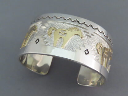 Gold & Silver ‘Horse’ Cuff Bracelet by Dina Huntinghorse