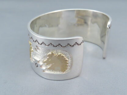 Gold & Silver ‘Horse’ Cuff Bracelet by Dina Huntinghorse